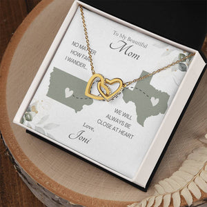 Long Distance Mom Necklace Interlocking Hearts *ldmi