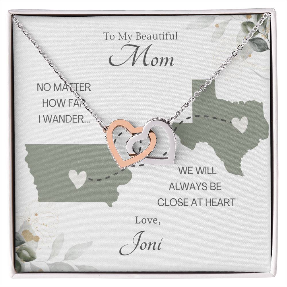 Long Distance Mom Necklace Interlocking Hearts *ldmi