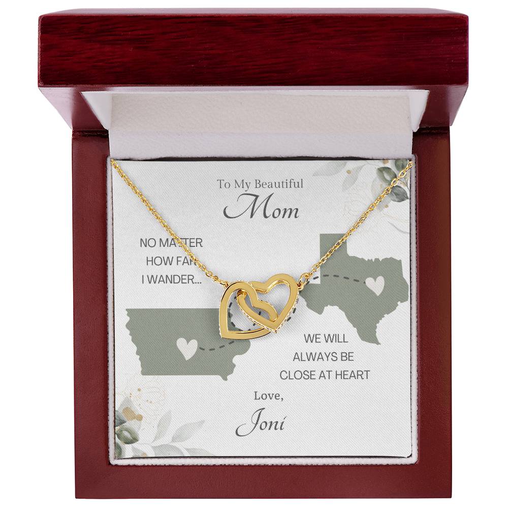 Long Distance Mom Necklace Interlocking Hearts *ldmi