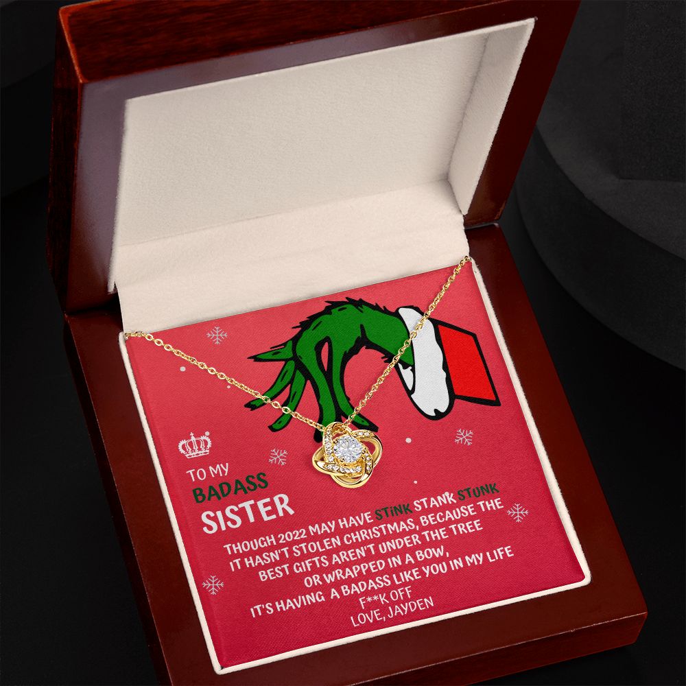 CUSTOM - To My Badass Sister Grinch Necklace Love Jayden Cody